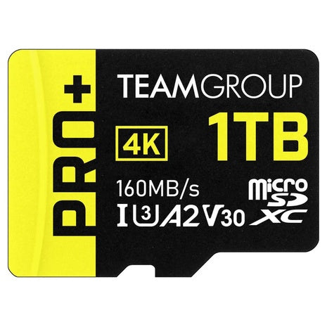 1TB Team Pro+ MicroSDHC UHS-I/U3 Class 10 Memory Card With Adapter