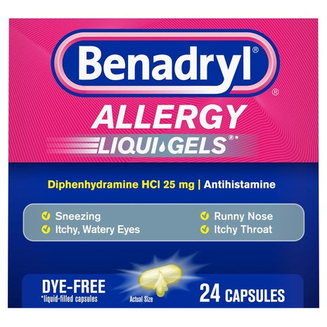 24-Count Benadryl Liqui-Gels Antihistamine Allergy Medicine & Cold Relief
