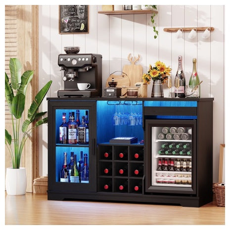 Wine Bar Cabinet With LED Lights & Fridge (lncluded)