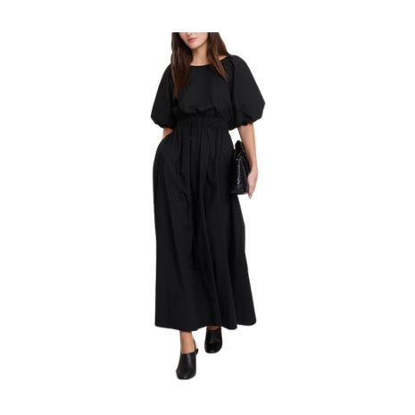 Cotton Poplin Puff-Sleeve Maxi Dress