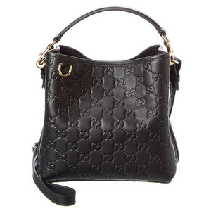 Gucci Women's GG Mini Emblem Leather Bucket Bag