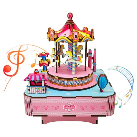 3D DIY Carousel Music Box Puzzle Kit