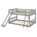 Nestfair Gray Wood Full Over Full Bunk Bed With Convertible Slide And Ladder