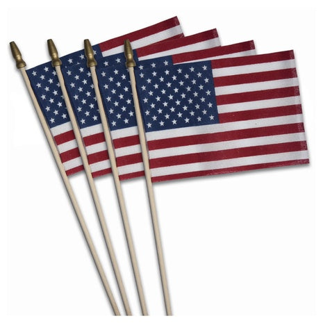 4-Pack 4" X 6" Polycotton Betsy US Stick Flags