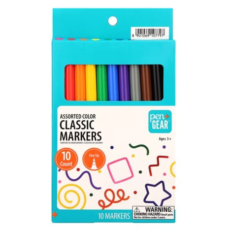 10-Count Pen+Gear Classic Markers, Fine Tip (Assorted Colors)