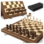 15" Magnetic Wooden Folding Chess & Checkers Set