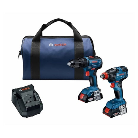 Bosch 18V Brushless Drill/Impact Driver Combo Kit W/ 2 X 2.0Ah Batteries & Charger
