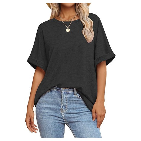 GKBK Women's Oversized Crew Neck Short Sleeve T-Shirt