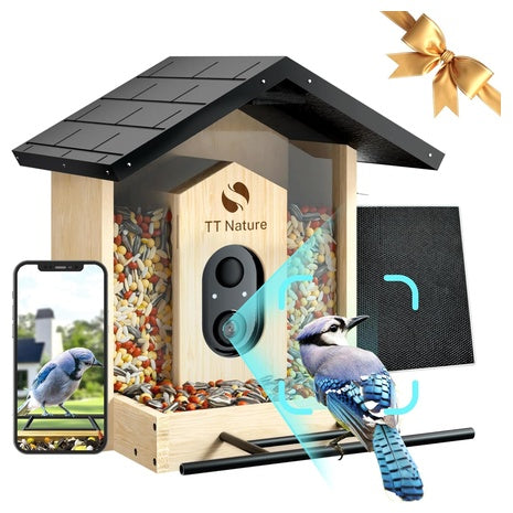 1.5L Smart AI Solar Powered Bird Feeder W/ Camera