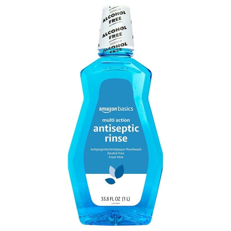 33.8oz Amazon Basics Multi Action Antiseptic Alcohol Free Fresh Mint Rinse