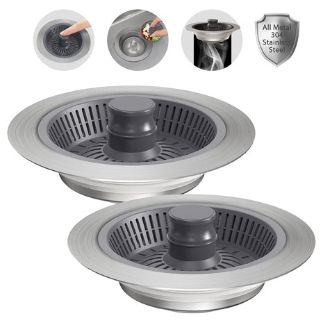 2-Pack Stainless Steel Pop-Up Sink Strainer