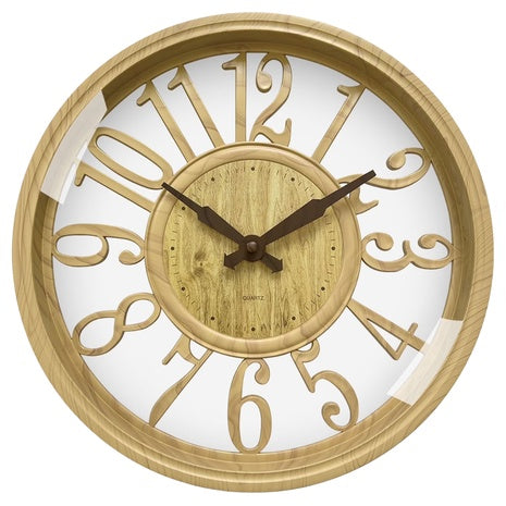 12" Silent Non Ticking Vintage Faux Wood Wall Clocks