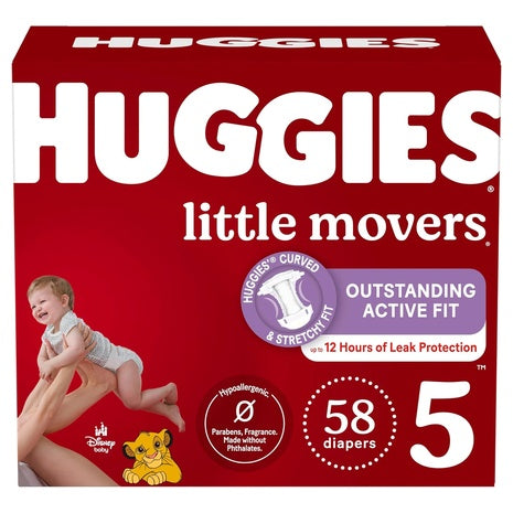 58 Huggies Little Movers Size 5 Diapers
