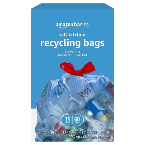 60-Count Blue Recycling 13-Gallon Trash Bags