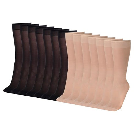 12-Pairs Choyaxo Women's High Stockings Sheer Socks