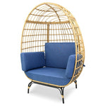 SereneLife Wicker Rattan Egg Chair With Cushions