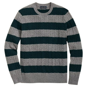 Men's Cashmere Wool Cable-Knit Rugby Stripe Sweater