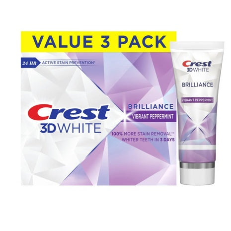 3-Pack 4.6oz Crest 3D White Brilliance Vibrant Peppermint Teeth Whitening Toothpaste
