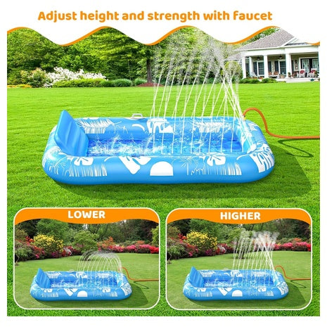 77" X 48" Voice-Tank Inflatable Tanning Pool Lounger Float W/Sprinkler