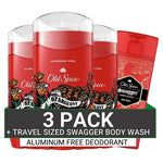 4 Old Spice Bearglove Aluminum Free Deodorant Sticks with Travel-Size Swagger Body Wash