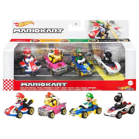 4-Pack Hot Wheels Mario Kart Die-Cast Cars with Drivers