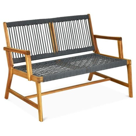 Outdoor Patio Acacia Wood Bench Loveseat