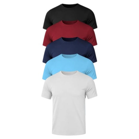 5-Pack Men's Crew Neck Dry Fit Workout Gym T-Shirts