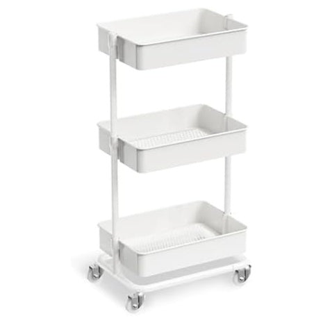 3 Tier Modern Metal Rolling Tool Cart With Silent Casters
