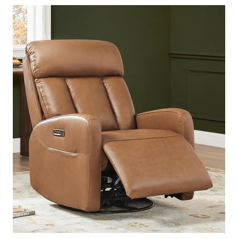 CHITA Genuine Leather Power Recliner Chair (Saddle Brown)