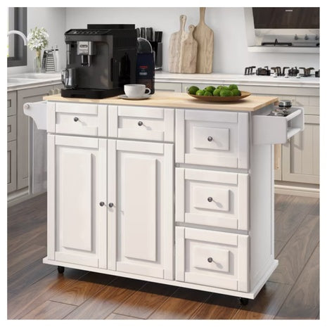 Homrest Kitchen Island With Drop Leaf