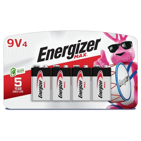 4-Pack Energizer MAX 9V Alkaline Batteries