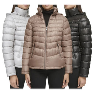 Kenneth Cole Short Zip Hooded Puffer