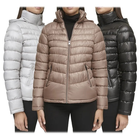 Kenneth Cole Short Zip Hooded Puffer