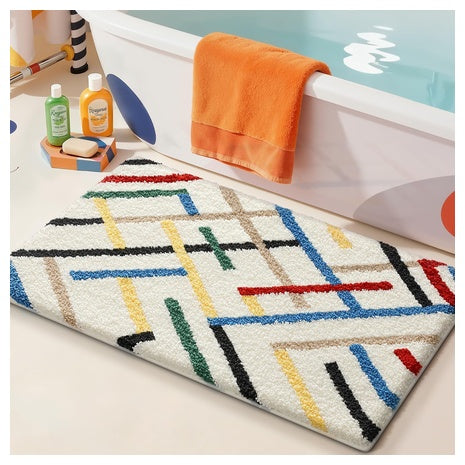 LUMI Bathroom Rugs With Colorful Line (16" X 24")