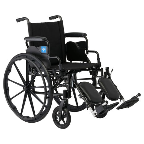 Medline Lightweight Adult Wheelchair with Swing-Back Arms & Elevating Leg Rests