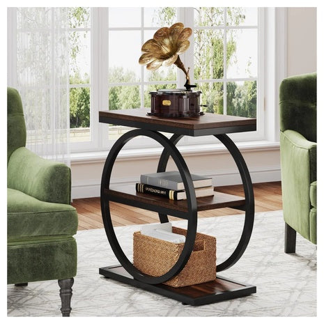 17 Stories Marquille 3-Tier Narrow End Table With Round Metal Frame