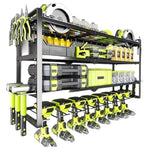 4-Tier Wall Mount Power Tool Organizer With 8 Drill Holders