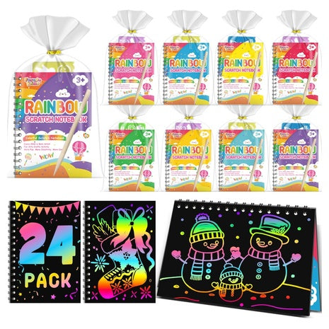 24-Pack Rainbow Scratch Art Notebooks