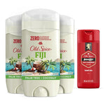 3 Old Spice Fiji Aluminum Free Deodorant Sticks with Travel-Size Swagger Body Wash