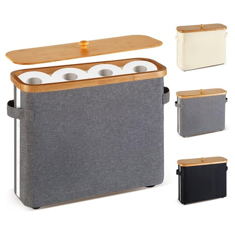 Toilet Paper Storage Basket with Bamboo Lid