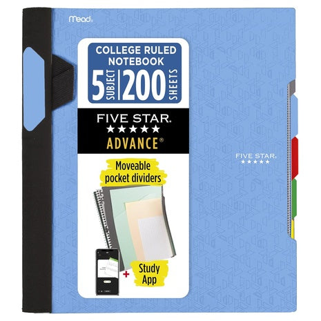 5-Subject Five Star Advance Spiral Notebook + Study App
