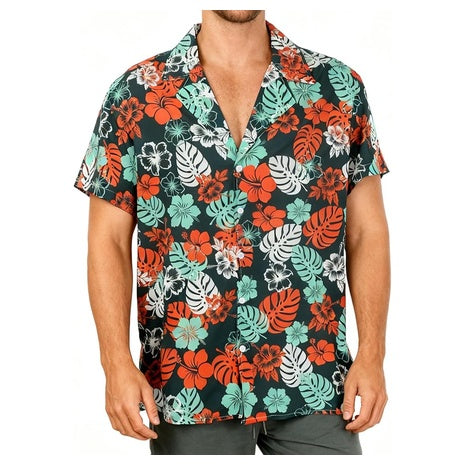 Wuslkdoghqog Men' Beach Button Up Hawaiian Shirt
