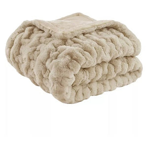 Madison Park Ultra Soft Ruched Faux Fur Throw Blanket