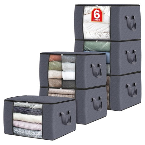 6-Pack Foldable Thick Fabric Clothes Storage Bags