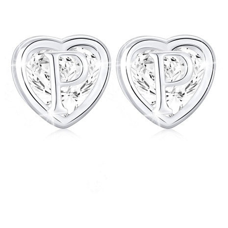 18K Gold Plated Heart Initial Earrings (All ABC's)