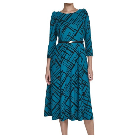 Calvin Klein Women's Belted Plaid Midi Dress