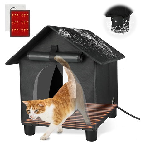 Fhtonge Large Elevated Heated Outdoor Cat House With Legs