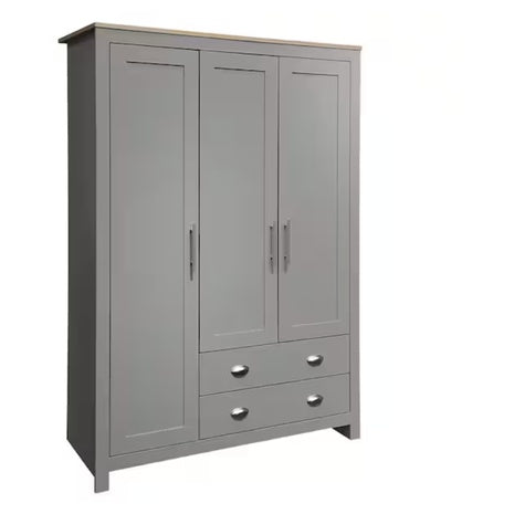 Nestfair 47.2" Wardrobe With 3-Doors, 2-Drawers, And 2-Hanging Rods