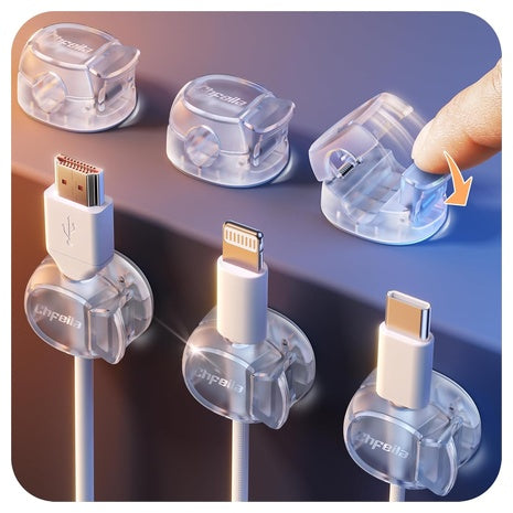 6-Pack Clear Cable Clips Cord Organizer