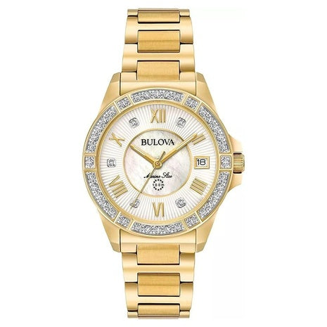 Bulova Ladies Marine Star Series L 3-Hand Day Date Quartz Diamond Watch